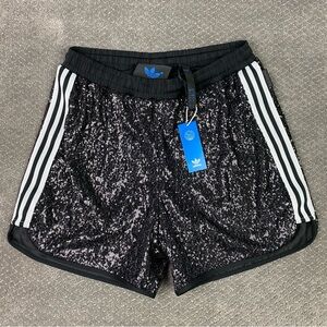 Adidas Sequin Shorts Men's Large Black IA2472 Blue Version Gym running Athletic